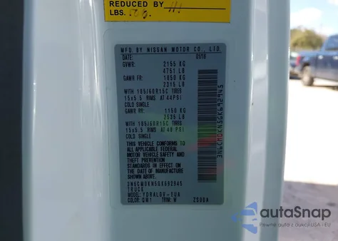 2016 Nissan Nv200 Sv from USA, damaged, VIN 3N6CM0KN5GK692945